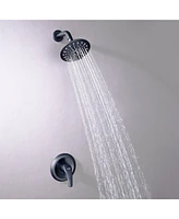 Boyel Living 6-Spray Patterns with 2.1 Gpm 6 in. Wall Mount Rain Fixed Shower Head with Single Handle and Valve