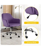Modern Velvet Accent Chair with Adjustable Height and Casters