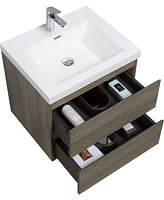 Streamdale Furniture 24" Floating Bathroom Vanity with Resin Sink and Soft-Close Drawers