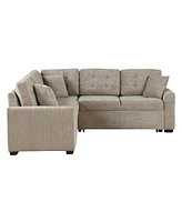 Streamdale Furniture Sofa Bed L-shape Pull-out with Usb/Power Sockets (Khaki)