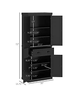 Freestanding Kitchen Pantry Cabinet with Drawer and Shelves