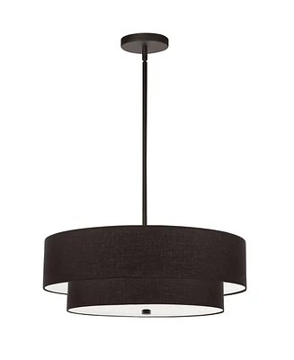 Dainolite 9" Metal, Fabric Everly 4 Light 2 Tier Pendant with Shade