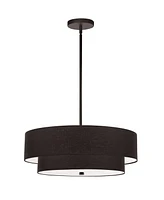 Dainolite 9" Metal, Fabric Everly 4 Light 2 Tier Pendant with Shade