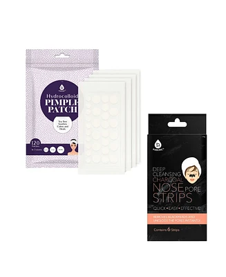 Pursonic Deep Cleansing Charcoal Nose Pore Strip 6-Pack & Hydrocolloid Pimple Patch, 120