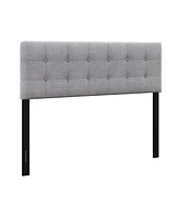 Sugift Linen Upholstered Headboard with Solid Rubber Wood Legs-Beige