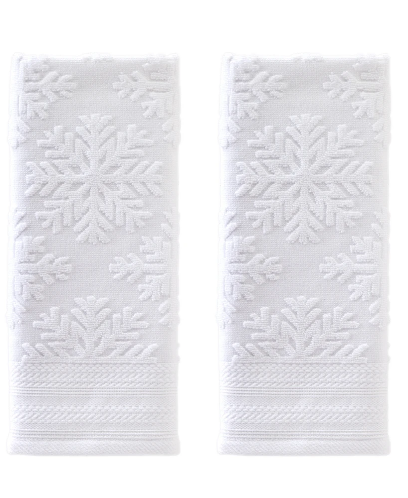 Skl Home Subtle Snowflakes Jacquard Cotton 2 Piece Hand Towel, 16" x 26"