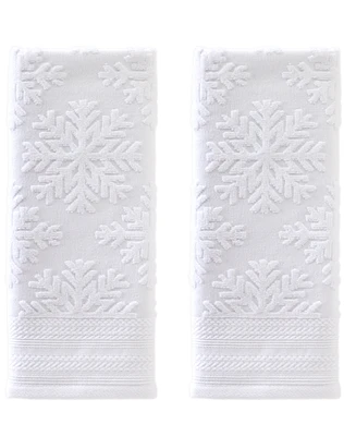 Skl Home Subtle Snowflakes Jacquard Cotton 2 Piece Hand Towel, 16" x 26"