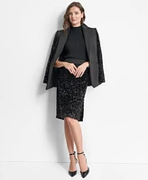 Dkny Women's Sequinned-Sleeve Single-Button Blazer