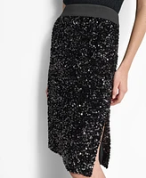 Dkny Women's Sequined Side-Slit Pencil Skirt