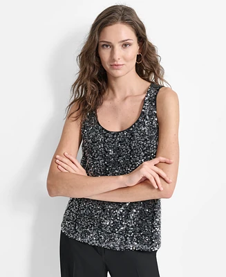 Dkny Women's Sequined Scoop-Neck Sleeveless Tank Top