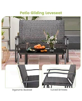 Sugift All Weather Outdoor 2-Person Swing Glider Bench with Quick Dry Foam Seat