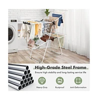 Givimo 2-Level Foldable Clothes Drying Rack with Adjustable Gullwing