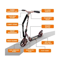 Hurtle Lightweight and Foldable Kick Scooter - Adjustable Scooter for Teens and Adult, Alloy Deck with High Impact Wheels
