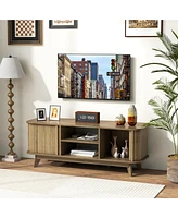 Costway Tv Stand for Tv up to 55 Inch Television Cabinet with 2 Open Shelves Sliding Doors