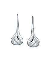 Bling Jewelry Carved Etched Puffed Pear Shaped Rain Drop Teardrop Earrings For Women Fishhook Sterling Silver 2Inch