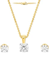 Forever Grown Diamonds 2-Pc. Set Lab Grown Diamond Pendant Necklace & Matching Stud Earrings (1 ct. t.w.) in Sterling Silver or 14k Gold