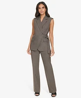 Calvin Klein Petite Belted-Front Sleeveless Blazer