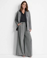 Dkny Womens Layered Hoodie Blazer Mixed Media Long Sleeve Top High Rise Pleated Wide Leg Pants