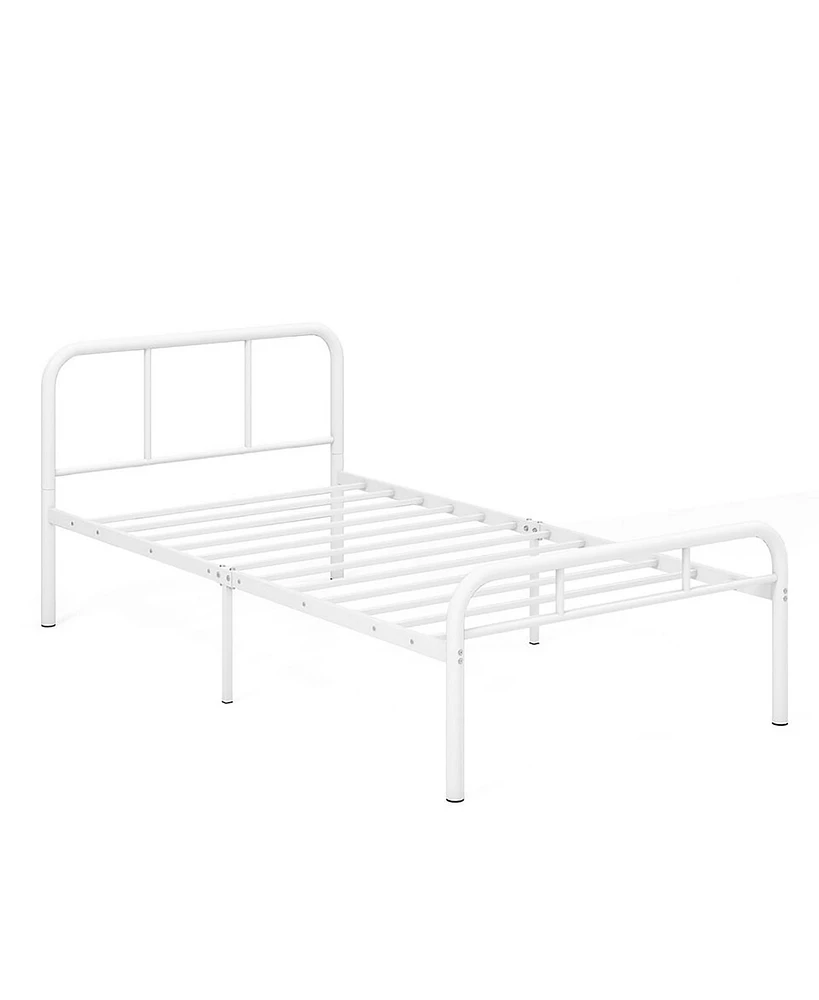 Gymax 12-Inch Twin Bed Frame Modern Metal Platform Bed w/ Headboard & Footboard White