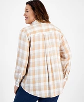 Style & Co Plus Shine Plaid Perfect Shirt