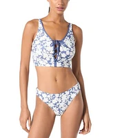 Michael Michael Kors Womens Printed Lace Up Bikini Top Printed Bikini Bottoms