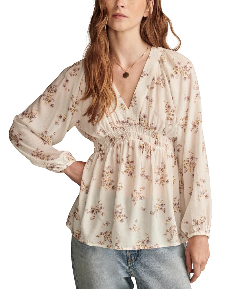 Lucky Brand Women's Floral-Print Empire-Waist Top