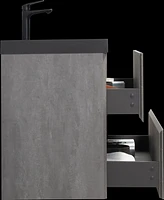 36" Wall-Mounted Bathroom Vanity with Quartz Basin and Soft Close Drawers
