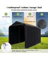 Sugift 7 x 5.2FT Storage Shelter Outdoor Bike Tent with Waterproof Cover and Zipper Door-Gray