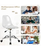Vebreda Swivel Acrylic Armless Adjustable Height Office Chair