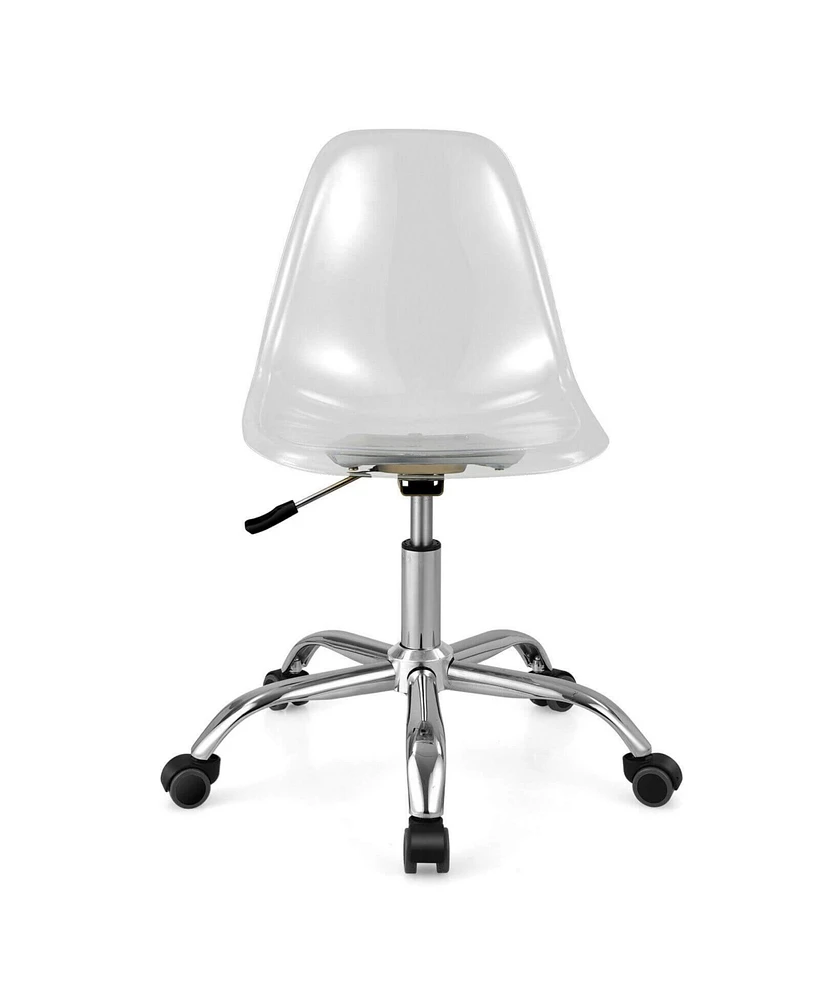 Vebreda Swivel Acrylic Armless Adjustable Height Office Chair