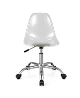 Vebreda Swivel Acrylic Armless Adjustable Height Office Chair