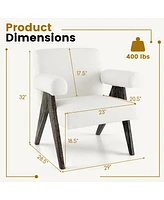 Sugift Upholstered Armchair with Natural Rubber Wood Legs and Sponge Padded Seat