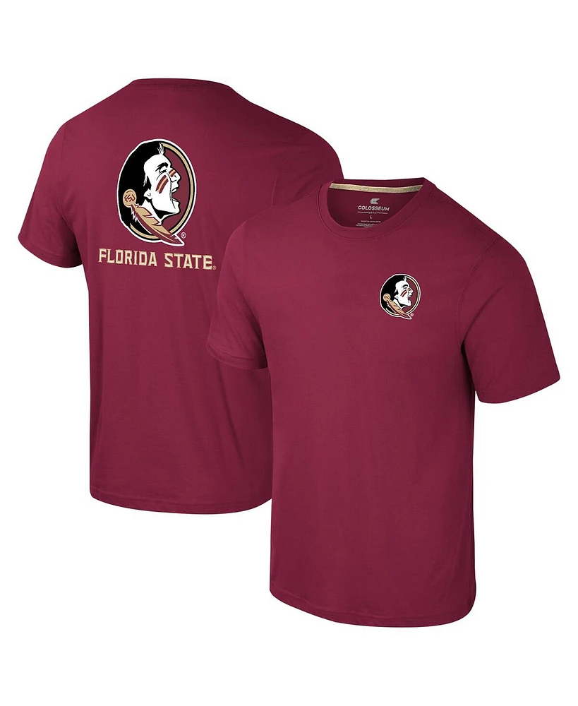 Colosseum Men's Garnet Florida State Seminoles Logo Lockup 2-Hit Active Blend T-Shirt