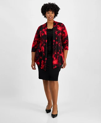 Connected Plus Layered-Look Printed Jacket Dress