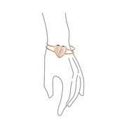 Bling Jewelry Initials Romantic Split Heart Cuff Bracelet in Rose Gold & Silver Tone Metal