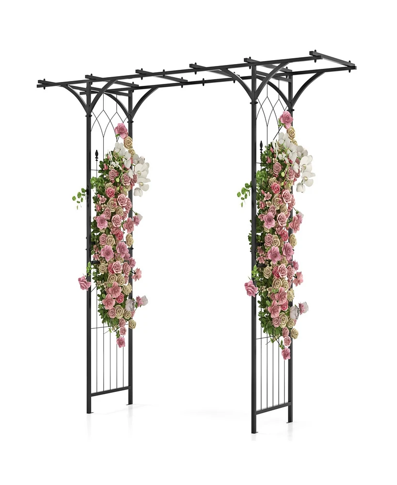 Skonyon 6.8 Feet Garden Arbor with Trellises for Climbing Plant Vine Rose