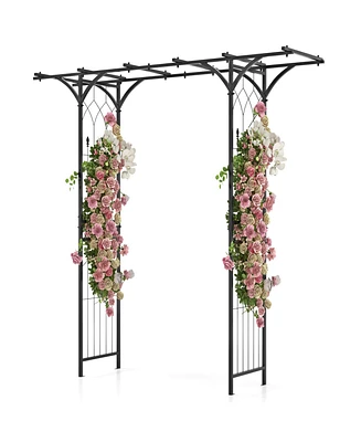 Skonyon 6.8 Feet Garden Arbor with Trellises for Climbing Plant Vine Rose