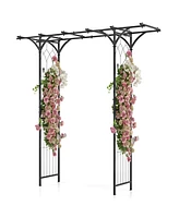 Skonyon 6.8 Feet Garden Arbor with Trellises for Climbing Plant Vine Rose