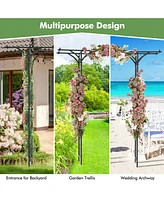 Skonyon 6.8 Feet Garden Arbor with Trellises for Climbing Plant Vine Rose