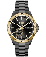 Hugo Boss Men's Troper Auto Mech-Automatic Ionic Plated Black Steel Watch 43mm