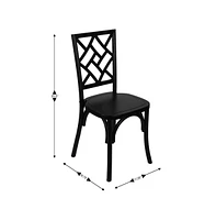 Merrick Lane Mara Solid Wood Dining Chair With Stackable Design, Ornate Seat Back Accenting, And Elegant Finish