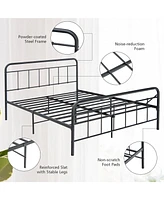 Gymax Queen Size Heavy Duty Metal Bed Frame Headboard Platform Mattress Foundation