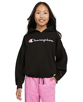 Champion Big Girls Logo Embroidered Tie-Hem Hoodie