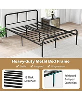 Gymax Full Size Bed Frame Metal Platform Bed Base w/ Headboard & Footboard Black