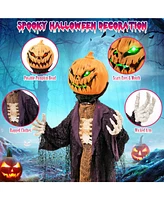 Skonyon 5.6 Feet Halloween Animated Standing Pumpkin Scarecrow