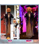 Skonyon 5.6 Feet Halloween Animated Standing Pumpkin Scarecrow