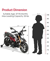 Vebreda 12V Kids Ride-On Motorcycle Aprilia Licensed with Sounds and Music-Red