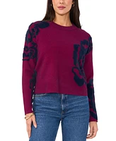 Sam & Jess Women's Jacquard Floral Crewneck Sweater