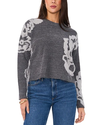 Sam & Jess Women's Jacquard Floral Crewneck Sweater