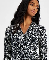 Macy's Petite Printed Surplice-Collar Top